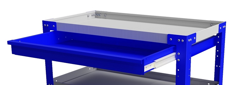 S-CMD41 - 4"H x 20"W x 36"D -Steel Drawer for Machine Cart for Shop/Tools with Inside Partitioned Dividers, Powder Coated Blue Streak