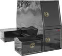 S-CP41 - 55"H x 82"D x 24"W - 14g Steel HD Truck Cross-Pack Box (Side Boxes 15"h x 21"d x 24"w), DT-T-Handle Locks, Side Open Doors with Gas Springs, Two Shelves, Four Hooks, Mounting Rails and with MX-Black Powder Coated Finish