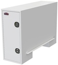 S-CP42 - 62"H x 95"D x 24"W - 14-12g Steel Super HD Truck Cross-Pack Box, T-Handle Locks, Single Side Open Doors with Gas Springs, Two Shelves, Four Hooks, Built in Frame Mounting Rails and with Powder Coated MX-White
