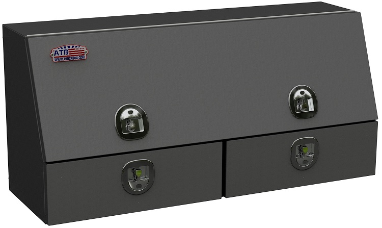 S-DU41 - 21"H x 16"D x 48"W - Steel Drawer Utility Toolbox, HD, Single Top Hinged Door and Double Drawers, DT-T-Handle Locks and Powder Coated MX-Black