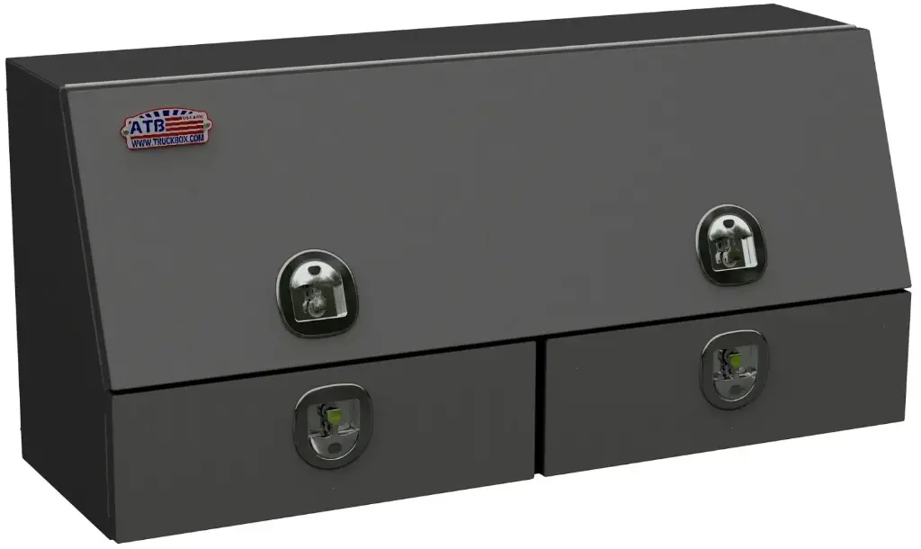 S-DU41 - 28"H x 20"D x 72"W - Steel Drawer Utility Toolbox, HD, Single Top Hinged Door and Double Drawers, DT-T-Handle Locks and Powder Coated MX-Black