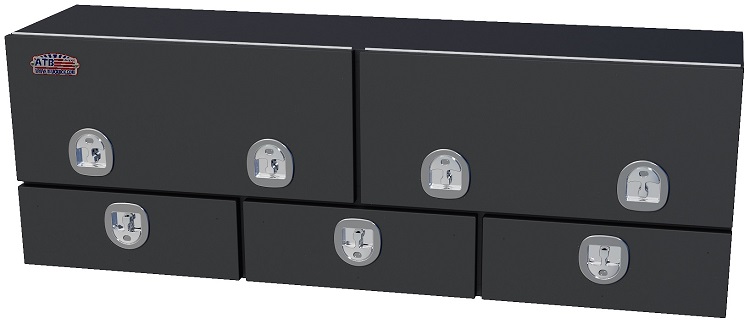 S-DU42 - 21"H X 16"D X 94"W - Steel Top Mount Service HD Drawer Utility Toolbox, Double Top Hinged Doors, Triple Drawers w/ Dividers & DT-T-Handle Locks, Powder Coated MX-Black Finish.