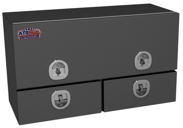 S-DU42 28"H x 20"D x 48"W - Steel Top Mount Service HD Drawer Utility Toolbox, Single Top Hinged Door and Double Drawers, DT-T-Handle Locks and Powder Coated MX-Black Finish.