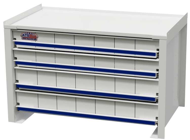 S-IK41 - 18"H x 21"D x 36"W - 14g Steel Drawer Insert Kit with Removable Dividers, HD, 4 Drawers (Top D1-2=3” & D3-4=4” Drawer H), with Rubber Floor Mats, Drawer Locks and Powder Coated MX White Finish.