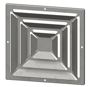 10" Connection - 12.5" x 12.5" OD - 18g Stainless Steel Ceiling Air Diffuser Register