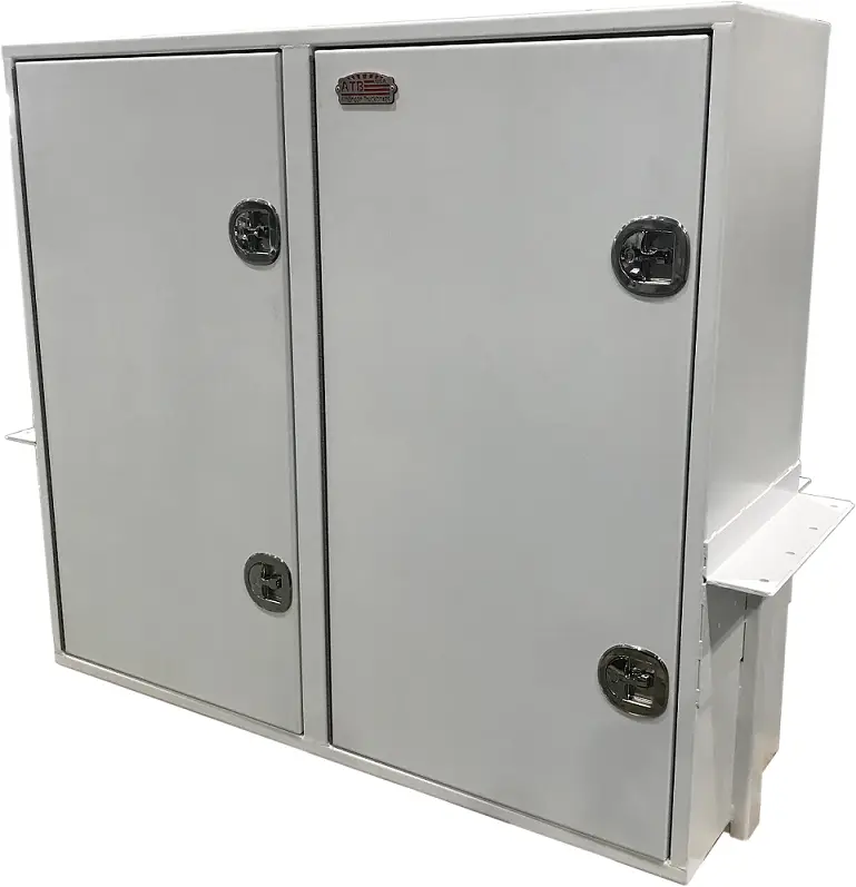 S-SRD53M 65"H x 24"D x 72"W Steel Shelf/Drawer Toolbox M-Brackets Double Left Side Doors W/Divider DT-Locks 7 Shelves Left Side 3 Shelves and 9 Drawers Right Side and Powder Coated MX-White Finish