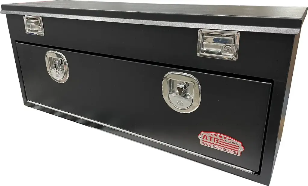 S-TB41 - 20"H x 16"D x 72"W - Steel Top Bottom Utility Truck Toolbox, HD, Single Top Open Lid with Gas Springs, Single Drop Open Door, Locks & Powder Coated MX-Black Finish