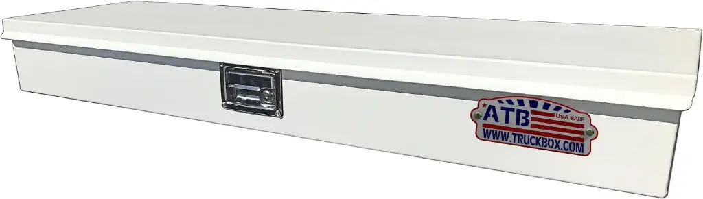 S-TM41 - 6"H x 14"D x 48"W - Steel Top Mount Compartment Toolbox, HD, Top Open Single Lid With Gas Springs, Single Lift Handle Lock and Partitioned Dividers, Powder Coated WX-White 
