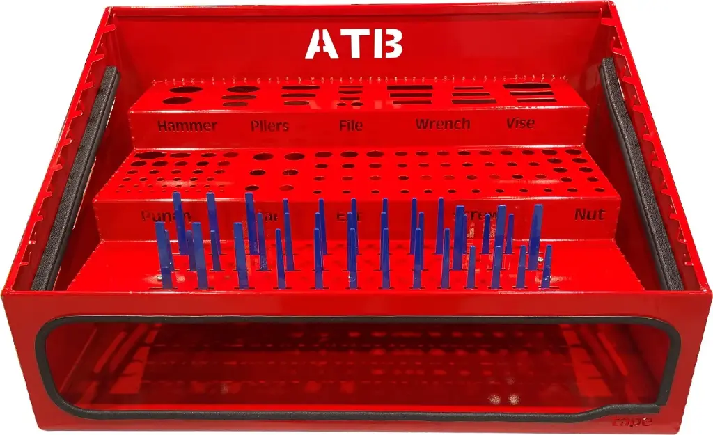 S-TO31 - 14"H x 16"D x 26"W - Steel Professional HD Tool Organizer, 3 Level with Bottom Compartment, (Fits DU4 28" H Boxes) Side Handles, Powder Coated Viper Red