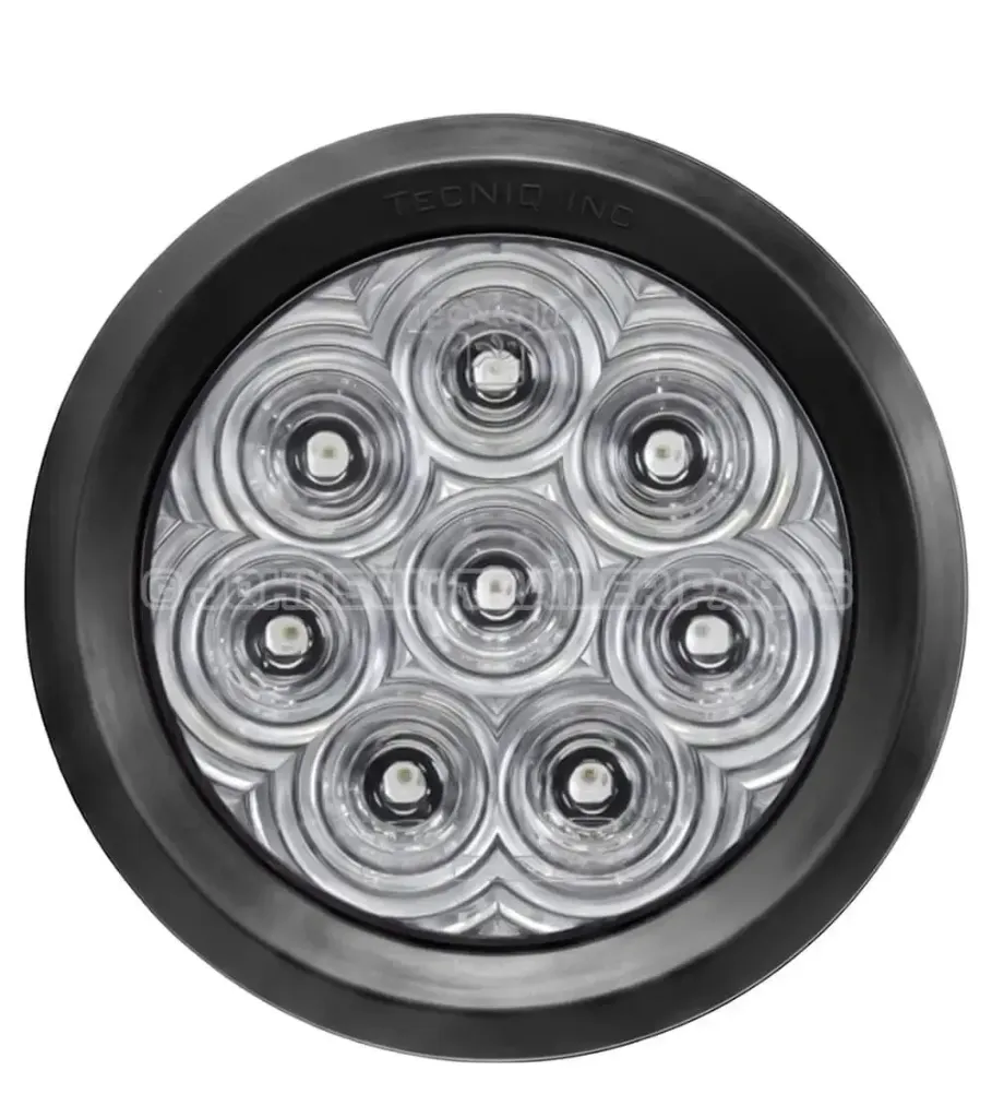 [TAL40CC-F] Hi Visibility - Turn and Red Stop/Tail/Turn LED with Tri-Pole Plug, Grommet Mt and Grommets (4" LED Amber Turn Clear Lens)
