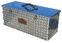 A-TO31B - 9"H x10" D x 20"W - Aluminum Handyman Tote Toolbox with Tray, Top Carry Handle & Single Pull Latch, All Diamond TP Bright Finish