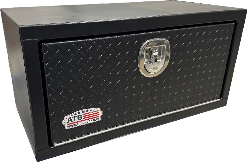 A-SR51 - 18"H x 18"D x 36"W - Aluminum Truck Super HD Trailer Toolbox, All Smooth Body, Diamond TP Single Drop Open Door with Chains & SS DT-T-Handle Locks, All Powder Coated MX-Black 
