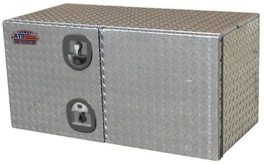 A-SG52 - 18"H x 24"D x 48"W - .125 Aluminum Semi Truck Trailer Toolbox, Super HD, All Diamond TP Finish, Left Side Open Double Doors with Door Support and Double DT-T-Handle Lock 