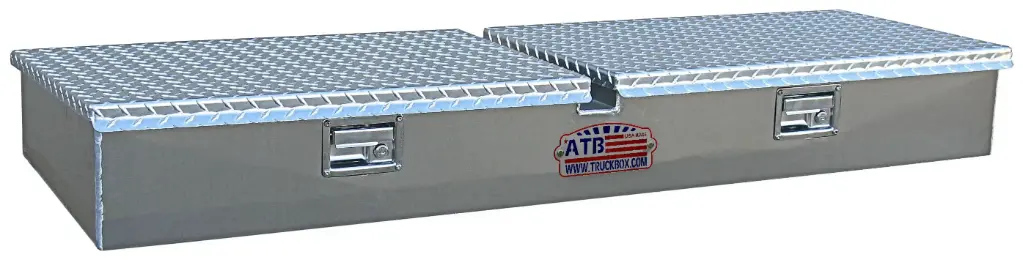 [A-TM41B-61896D-T] A-TM41 - 6"H x 18"D x 96"W - Aluminum Top Compartment Toolbox, HD, All Smooth Body, Diamond TP Top Open Double Lid with Gas Springs, Double Lift Handle Locks & Partitioned Dividers. 