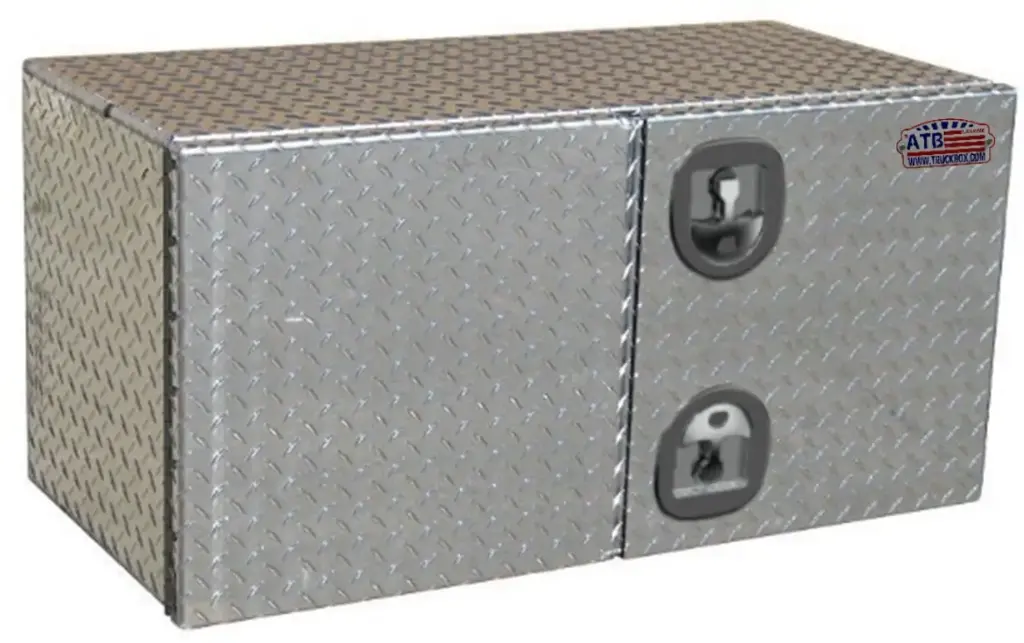 A-SG52 - 18"H x 24"D x 48"W - .125 Aluminum Semi Truck Trailer Toolbox, Super HD, All Smooth Body, Diamond TP Right Side Open Doors and Double DT-Handle Lock.