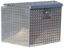 A-AF31 - 21"H x 18"D x 39"W - .063 Aluminum Trailer A-Frame Tongue Box, HD, All Bright Diamond TP Finish, Single Top Open Lid, with Gas Springs and Lift Handle Lock.