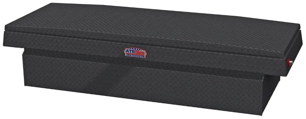 Pickup Truck Crossover Saddle Toolbox, Aluminum HD, with Pro-Sliding Tray, Mounting Hardware, Single Top Open Lid and Push Button Lock - A-XC3 Series. 