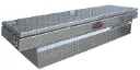 Pickup Truck Crossover Saddle Toolbox, Aluminum HD, Pro-Sliding Tray, Mounting Hardware, Single Top Open Lid and Push Button Lock - A-HC3 Series.