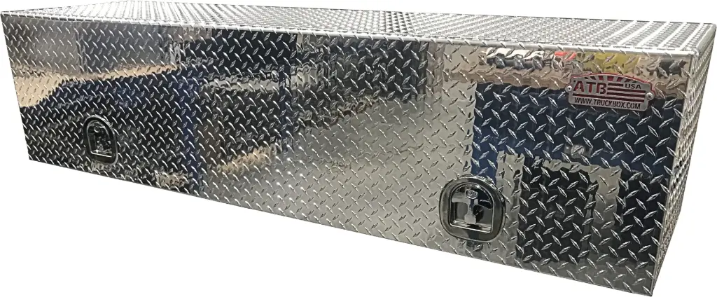 [A-SG41-161463ST-TT] A-SG41 - .100 Aluminum Topside Truck Rail Utility Toolbox, Heavy Duty, All Diamond Tread Plate Finish, Single/Double Top Hinged Door(s) with Gas Springs & SS DT-T Handle Locks. (16H-14D-63W Single Drop)