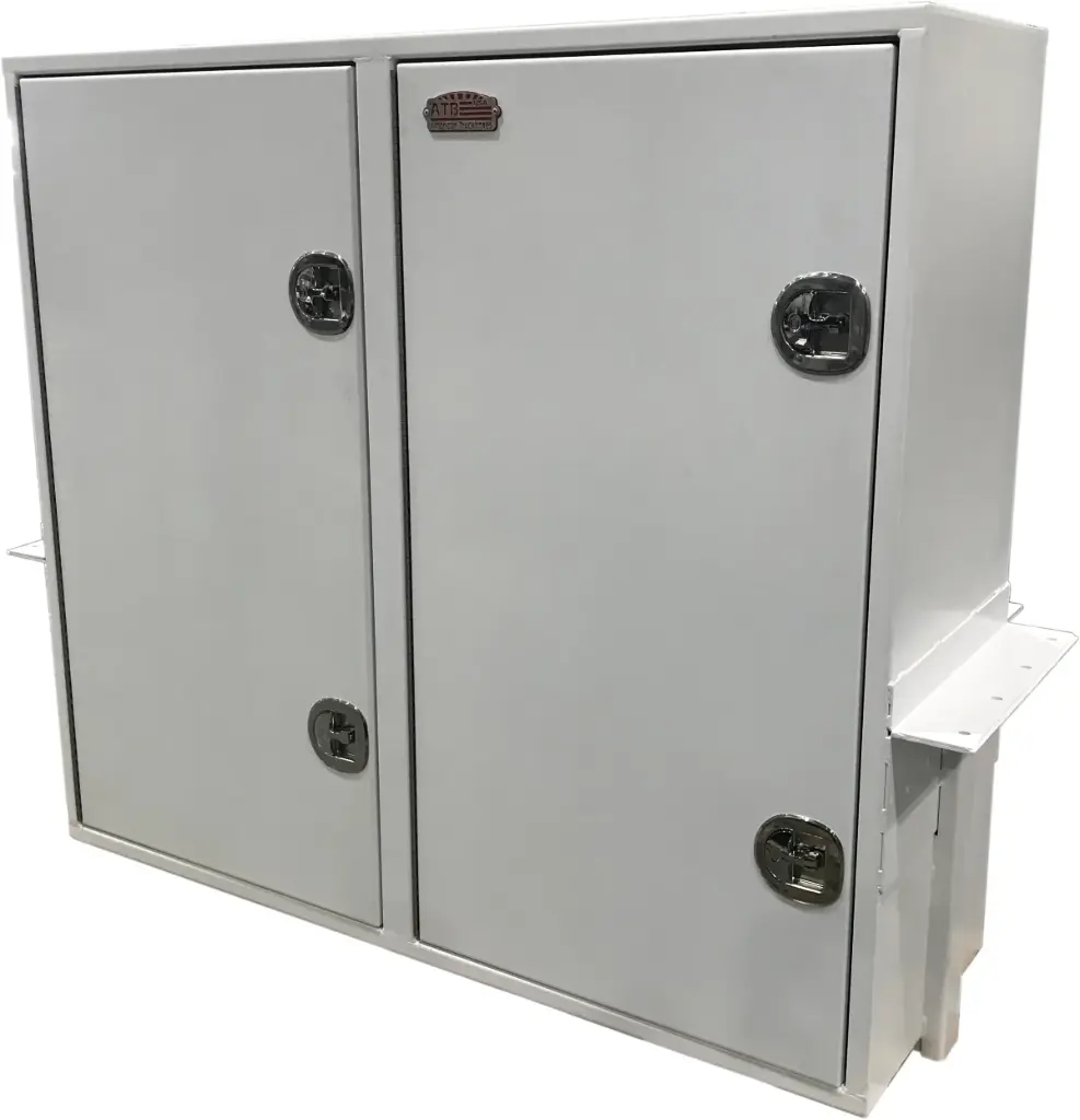 S-SRD53M 65" Height Steel Shelves & Drawers Toolbox DOUBLE Side Open Door with DT-Handle Locks 3 Shelves 9 Drawers Deck Mounting Bracket and Powder Coated Finish.