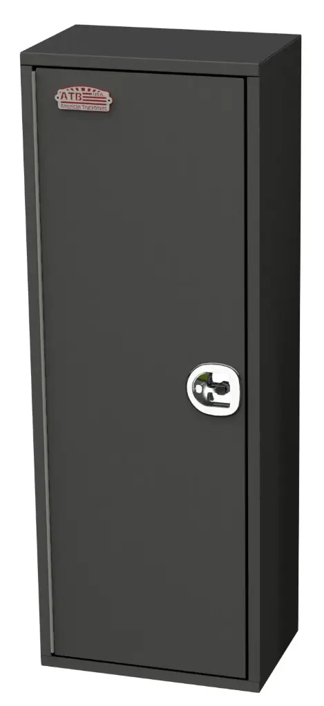 S-SRT41 - Steel Flatbed Tank Storage Service Toolbox Heavy Duty Side Open Single Door with Gas Springs DT-Handle Lock with 3-Point Rod System Reinforced Bottom Back Tank Supports Back Vents and Powder Coated Finish.