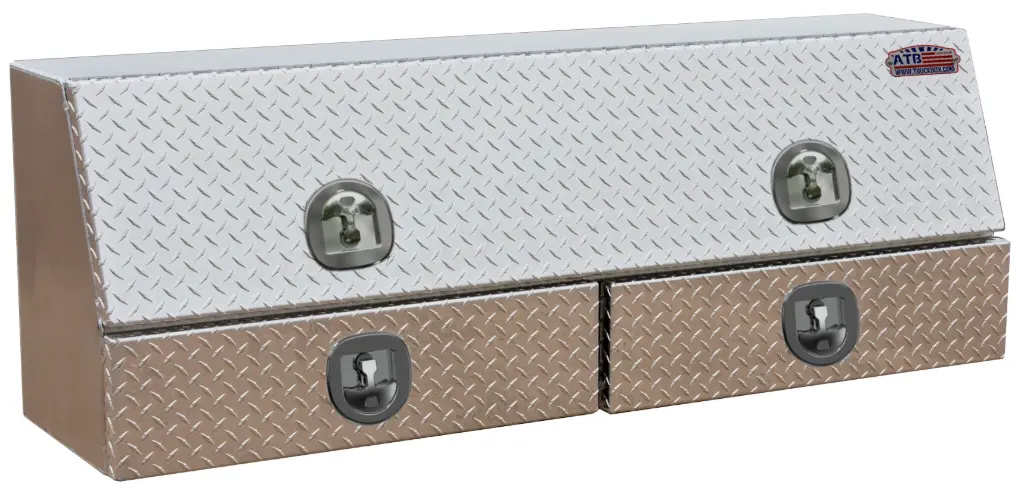 [A-DU41-211448SD-T] A-DU41- Aluminum Drawer Utility Toolbox, Heavy Duty, Smooth Body, Diamond TP SINGLE Top Hinged Door & DOUBLE Drawers with SS DT-T-Handle Locks. (21H-14D-48W)