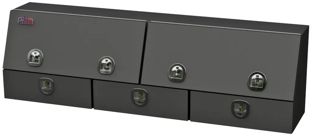 S-DU41- Steel Drawer-Utility Toolbox, Heavy Duty, Double Top Hinged Doors & Triple Drawers with SS DT-T-Handle Locks and Powder Coat Finish.