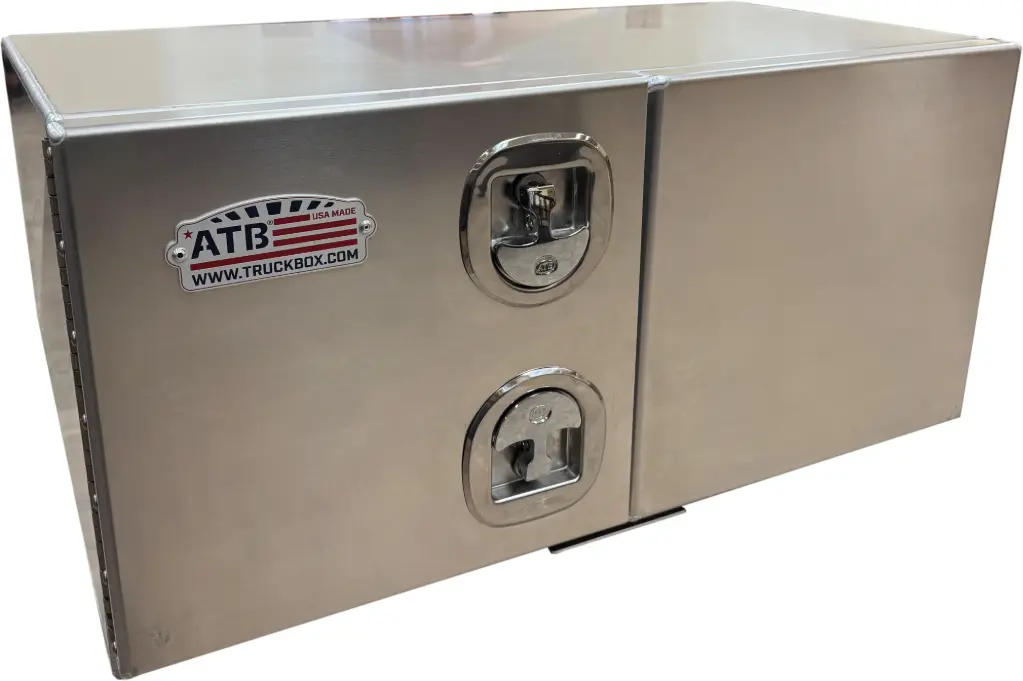 A-SG52 - .125 Aluminum Underbody Semi Truck Trailer Toolbox, Super Heavy Duty, Smooth Body Finish and Smooth or SS Mirror Finish Doors, Double Side Open Doors with Double SS DT-T Handle Locks.