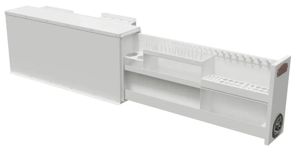 [A-DF42S-206411L-S2] A-DF42S- Aluminum Heavy Duty Pickup Drawer-Fender Toolbox, with Shelf Organizer Pull Drawer & SS DT-T-Handle Lock, All Smooth or Powder Coated Finish (All Smooth, Driver-Left)