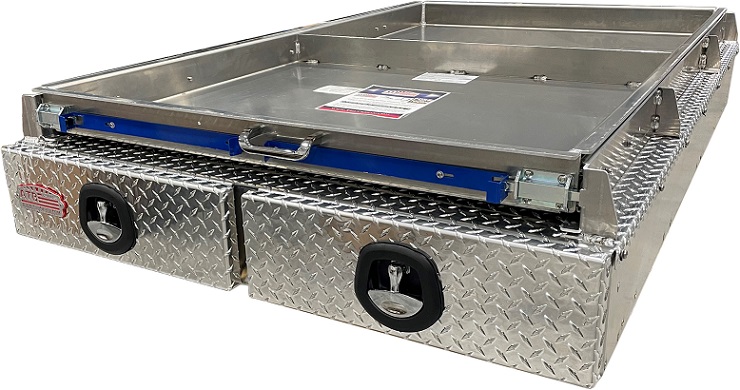 [A-BPT51-135248-T2] A-BPT51- 48" and 49" Width - Aluminum Truck Pullout Bed-Pack Toolbox with Slide-Out Tray, Super Heavy Duty, Double Drawers with Dividers and DT-Handle Locks (13H-52D-48W - 5' Bed)