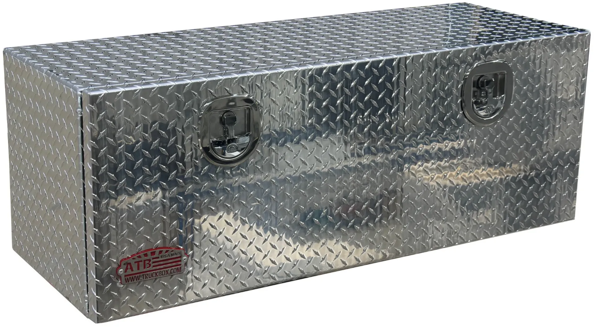 [A-SG41-161463SD-TT] A-SG41 - .100 Aluminum Topside Pickup Truck Rail Utility Toolbox, Heavy Duty All Diamond Tread Plate Finish, Single/Double DROP OPEN Door(s) with Cable & SS DT Handle Lock. (16H-14D-63W - Single Door)