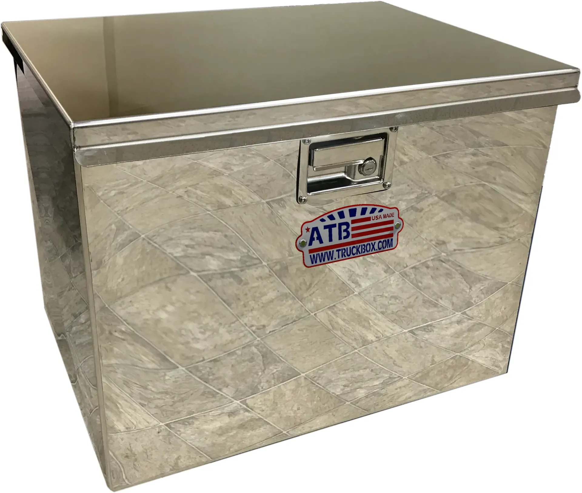 SS-TC41 - 14g Stainless Steel Super HD Semi Truck Top Chest Toolboxes All SS Mirror Finish Single Top Open Straight Lid with Gas Springs and One Latch Centered.