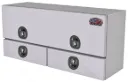 A-DU42 - Aluminum Top Mount Drawer Utility HD Toolbox, Smooth Body, Diamond TP Single Top Hinged Door with Double Drawers & Dolphine Tail T-Handle Locks