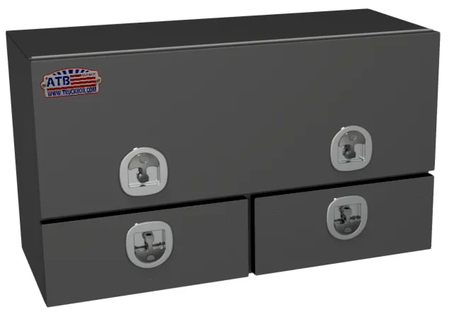 S-DU42 - Steel Top Mount Service HD Drawer Utility Toolbox, Single Top Hinged Door, Double Drawers w/ Dividers & DT-T-Handle Locks, Powder Coated MX-Black