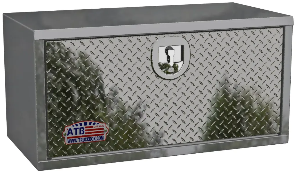 [A-SR41-161636SD-T] A-SR41 - Aluminum Truck Trailer Service Utility HD Toolboxes - Smooth Body & Diamond Tread Plate Single Drop Open Door with Cable Supports and  SS Dolphin Tale T-Handle Lock (16H-16D-36W)