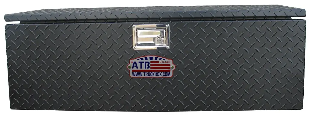 A-SC32 - Aluminum ATV Box, HD Rear Mount Sports 4-Wheeler Box, Slanted Top Open Lid, All Diamond TP Finish, with Double Gas Springs, Powder Coated Tuscan Black