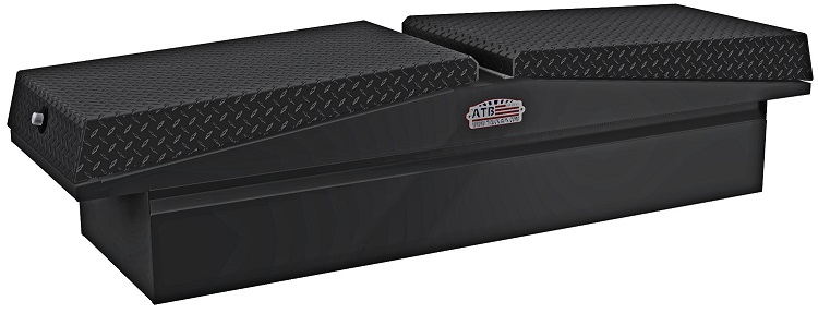 [A-LG4-182472-TBX] A-LG4 - 18"H x 24"D x 72"W - Aluminum HD Pickup Truck Low Profile Gullwing (EZ Grab) Cross Toolbox, Smooth Body, Diamond TP Double Top Open Lids with Push-in Locks, with Pro-Tray & M-Hardware, All Powder Coated MX Black