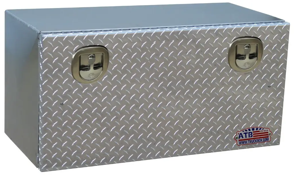 [A-SG52-182472SD-T] A-SG52 - 18"H x 24"D x 72"W - Aluminum Semi Truck Trailer Underbody Toolbox, Super HD, All Smooth Body, Diamond TP Single Drop Open Door with Chains and SS DT-Handle Locks