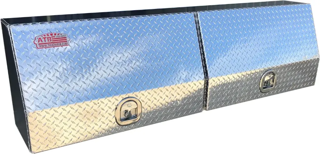 [A-SU41-211472D-T] A-SU41 - 21"H X 14"D X 72"W - Aluminum Top Side Mount Compartment Utility HD Toolbox, All Smooth Body, Diamond TP Double Top Hinged Doors With SS DT-Handle Lock.