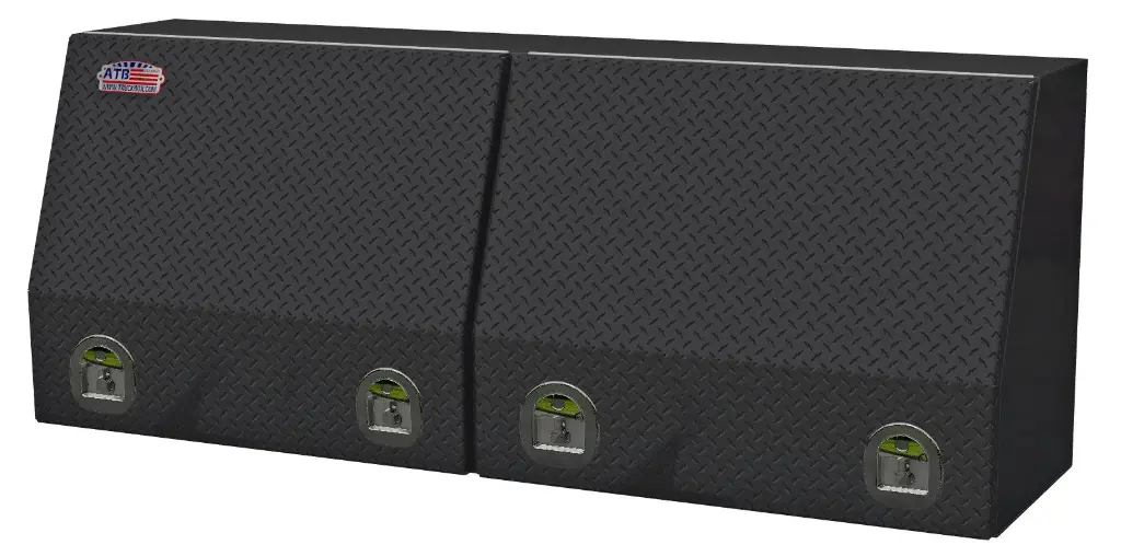 [A-SU41-211688D-TBX] A-SU41 - 21"H x 16"D x 88"W - Aluminum Top Side Mount Compartment Utility HD Toolbox, Powder Coated X-Black All Smooth Body with Shelf and Diamond TP Finish Double Top Hinged Bottom Open Door with SS T-Handle Lock.