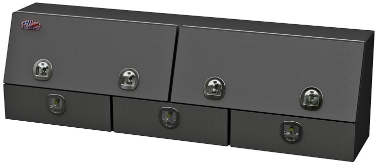 [S-DU41-211472DT-BX] S-DU41 - 21"H x 14"D x 72"W - Steel Drawer Utility Toolbox, HD, Double Top Hinged Doors and Triple Drawers, DT-T-Handle Locks and Powder Coated MX-Black