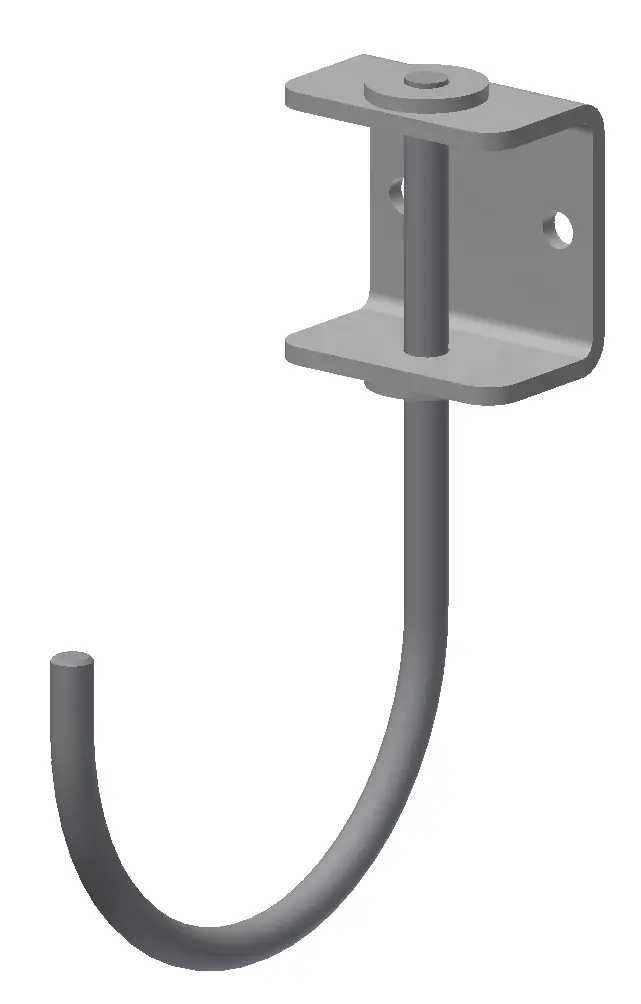 [HSS-1014-W] Swivel Steel Hook 6"H x 4.3"D x 5/16" Diameter - Two 1/4 Mounting Hole - Powder Coated Texture White 