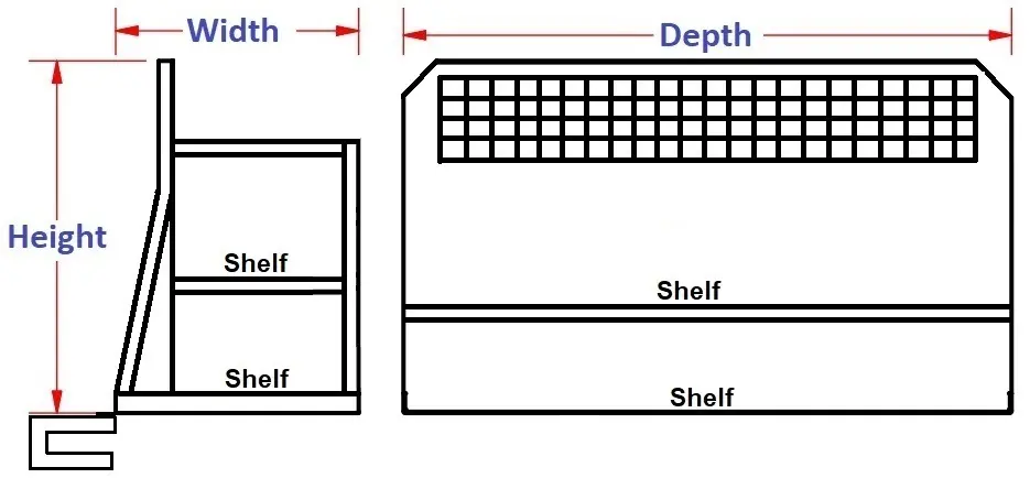 A-PC61-Chevy - 45"H x 57"W - Aluminum Pickup Back Seat Cargo Storage Cab Divider Shelf System Super Heavy Duty with Fire Extinguisher Space - Short Shelf and Powder Coated MX-Black BODY ONLY.