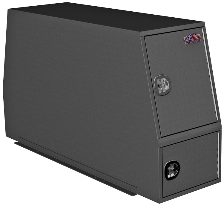 S-CP44 -14g Steel Truck Cross-Pack Service Box, Super Heavy-Duty Powder Coated Finish Four Side Open Doors with SS DT-Handle Locks & Gas Springs Two Adjustable Shelves, Straight Bottom Mounting Rail Brackets & Swivel Four Hooks.